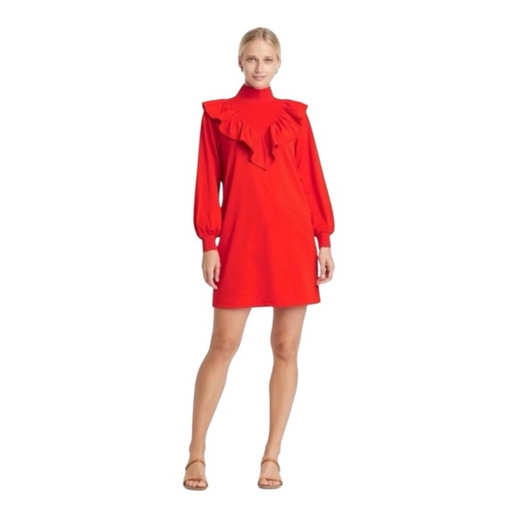 Who What Wear Fiery Red Long Sleeve Sheath Ruffle Dress
Size: Small - Picture 1 of 15